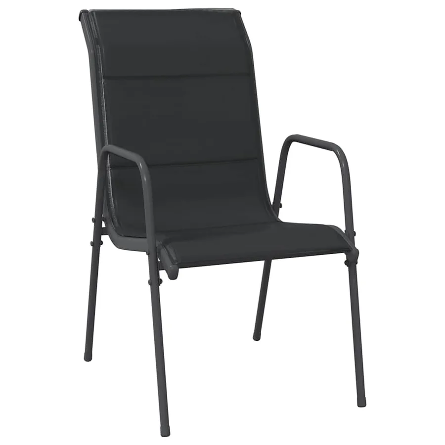 Chaises de jardin 4 pcs Acier et textilène Noir - 3