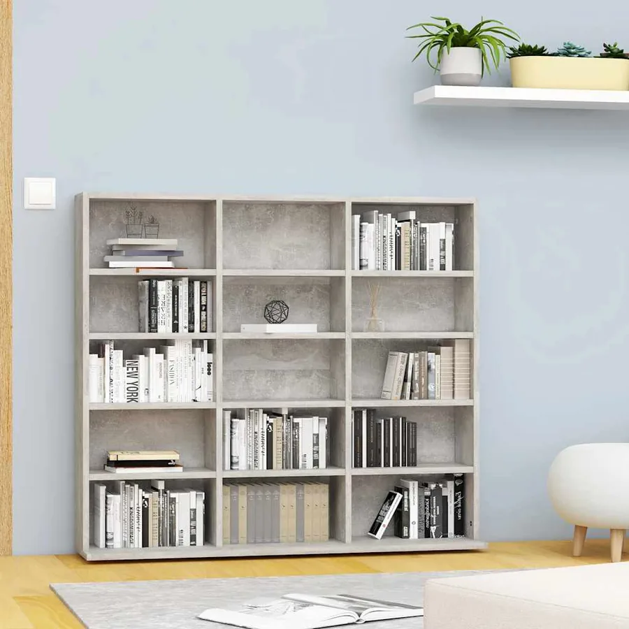 Armoire à CD Gris béton 100x23x89,5 cm Bois d’ingénierie
