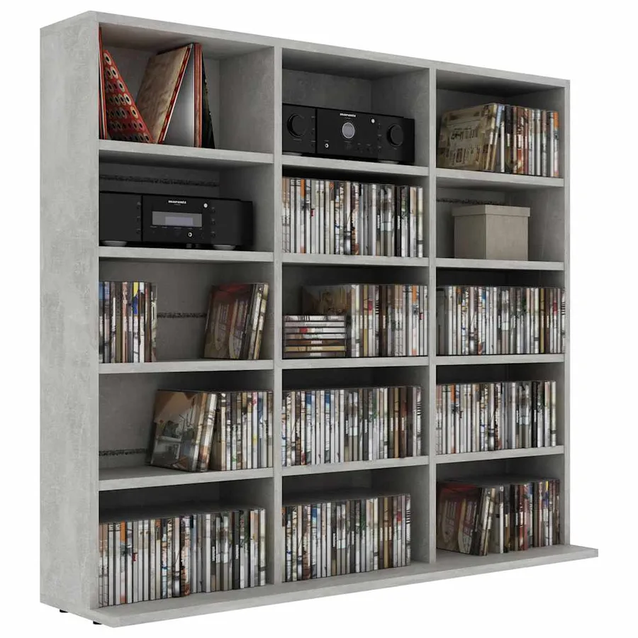 Armoire à CD Gris béton 100x23x89,5 cm Bois d’ingénierie - 5