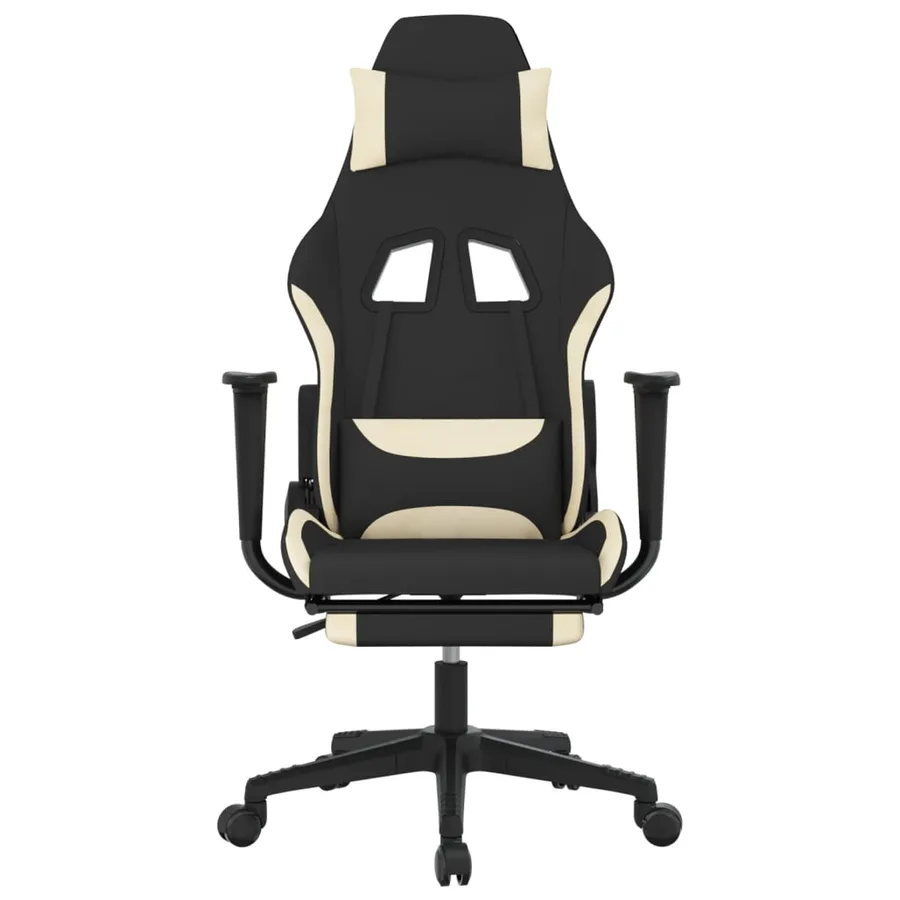 Chaise de jeu avec repose-pied Noir et crème Tissu - 3