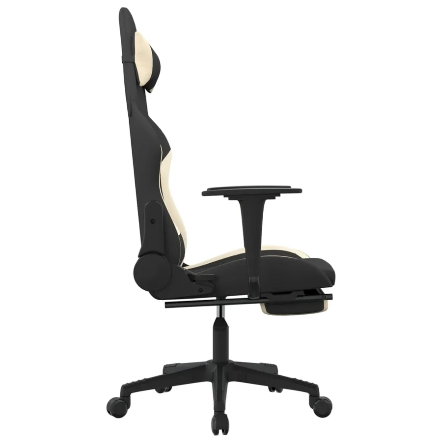 Chaise de jeu avec repose-pied Noir et crème Tissu - 4