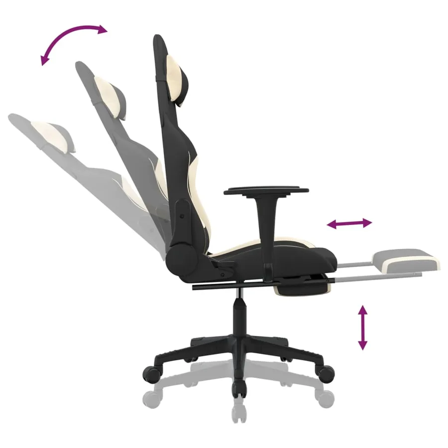 Chaise de jeu avec repose-pied Noir et crème Tissu - 7
