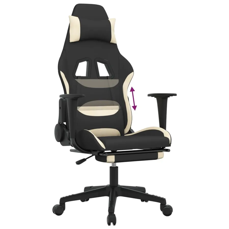 Chaise de jeu avec repose-pied Noir et crème Tissu - 8