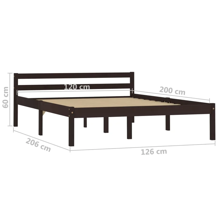 Cadre de lit sans matelas marron foncé pin massif 120x200 cm - 7