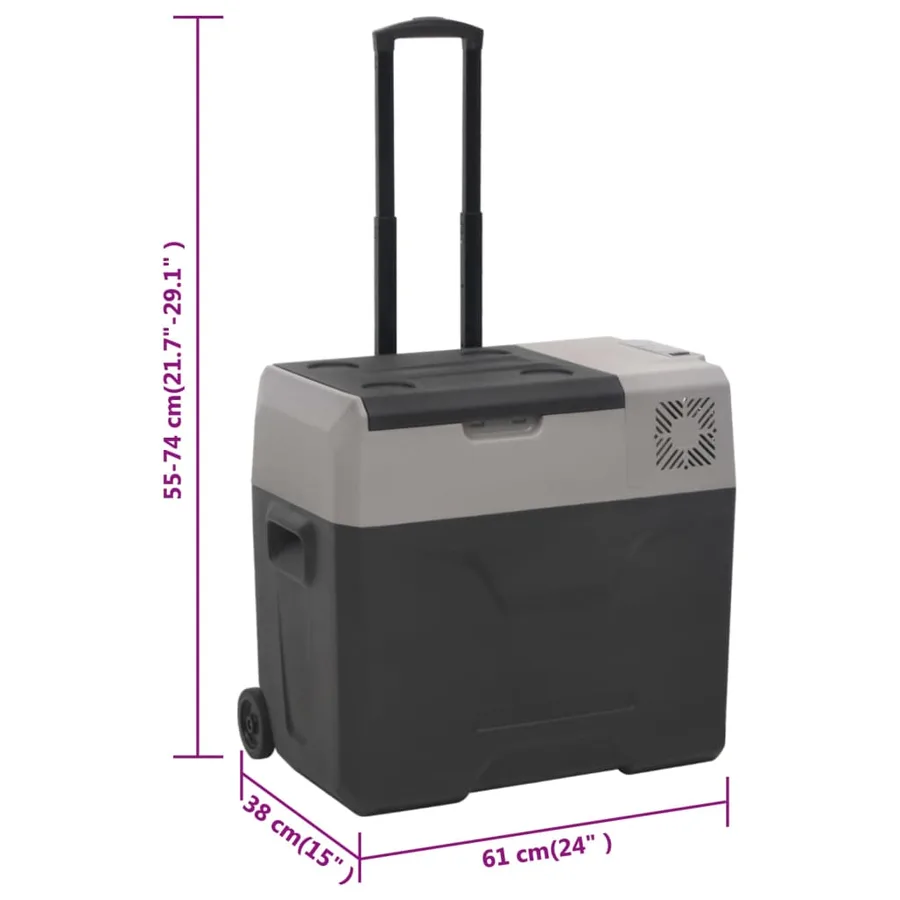 Glacière avec roue et adaptateur noir et gris 50L polypropylène - 16