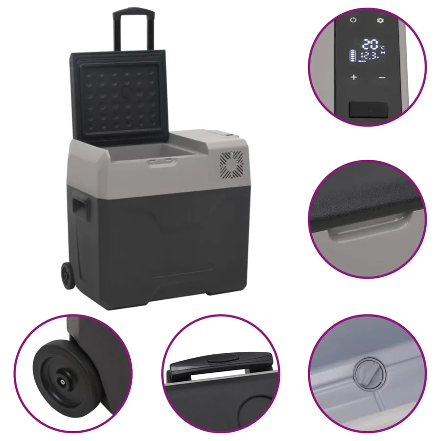 Glacière avec roue et adaptateur noir et gris 50L polypropylène - 9