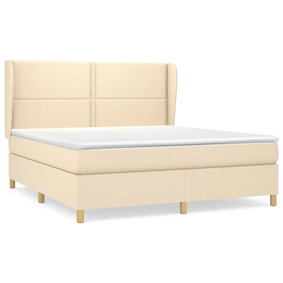 Sommier à lattes de lit avec matelas Crème 180x200 cm Tissu - 2