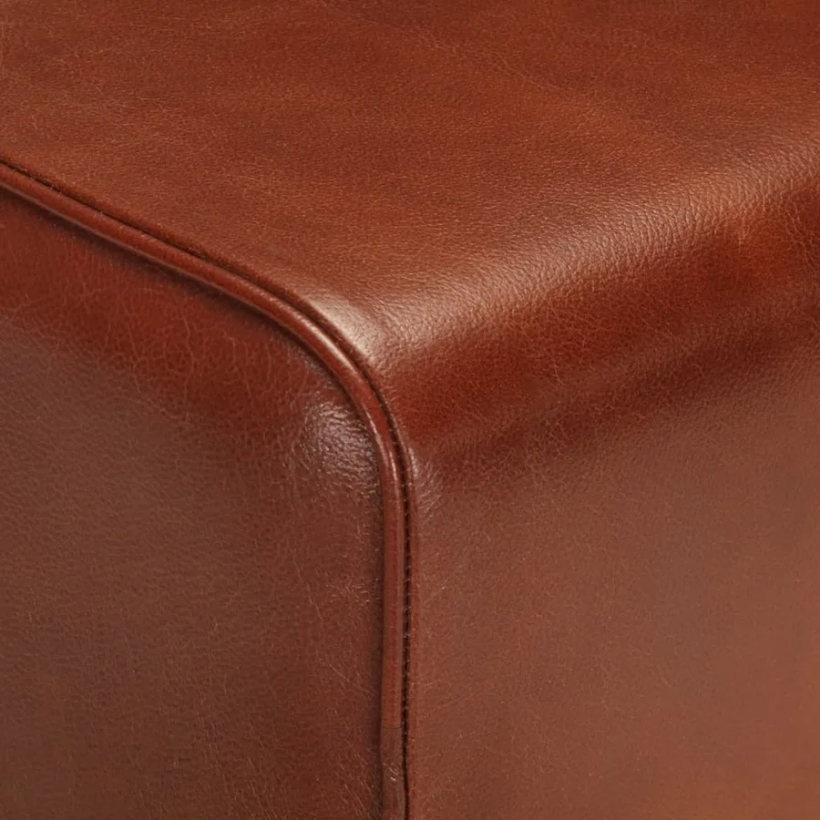 Banc saut de cheval 58 cm marron cuir véritable et manguier - 6