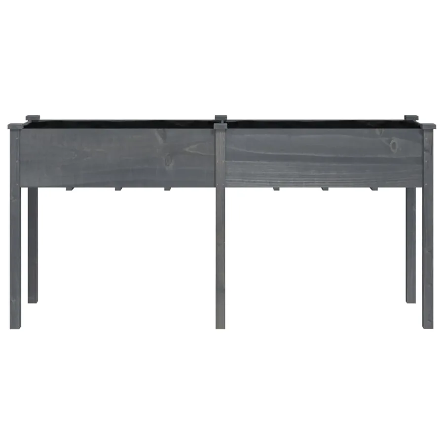 Jardinière avec doublure gris 161x45x76 cm bois massif de sapin - 4