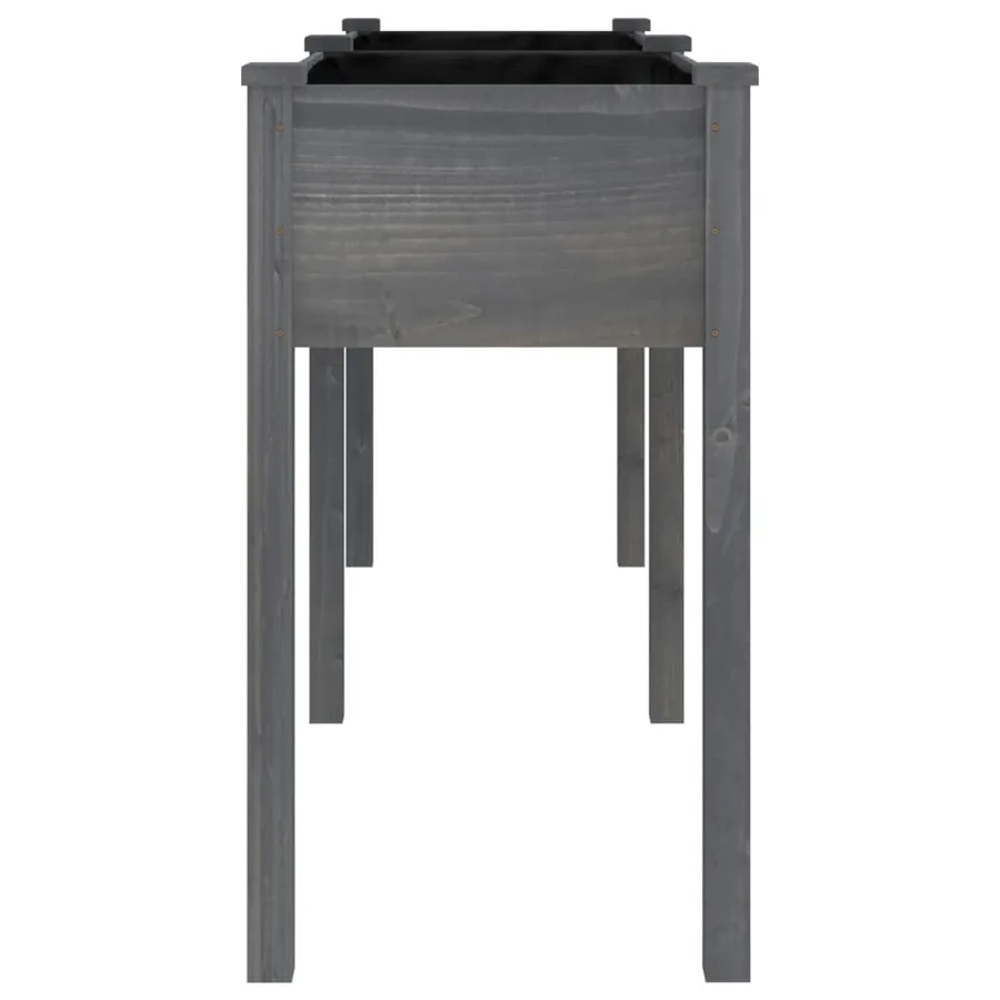 Jardinière avec doublure gris 161x45x76 cm bois massif de sapin - 5