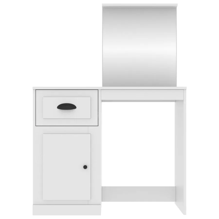 Coiffeuse avec miroir blanc 90x50x132,5 cm bois d'ingénierie - 6