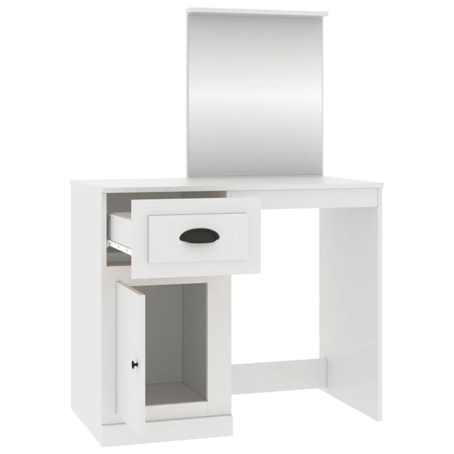 Coiffeuse avec miroir blanc 90x50x132,5 cm bois d'ingénierie - 7