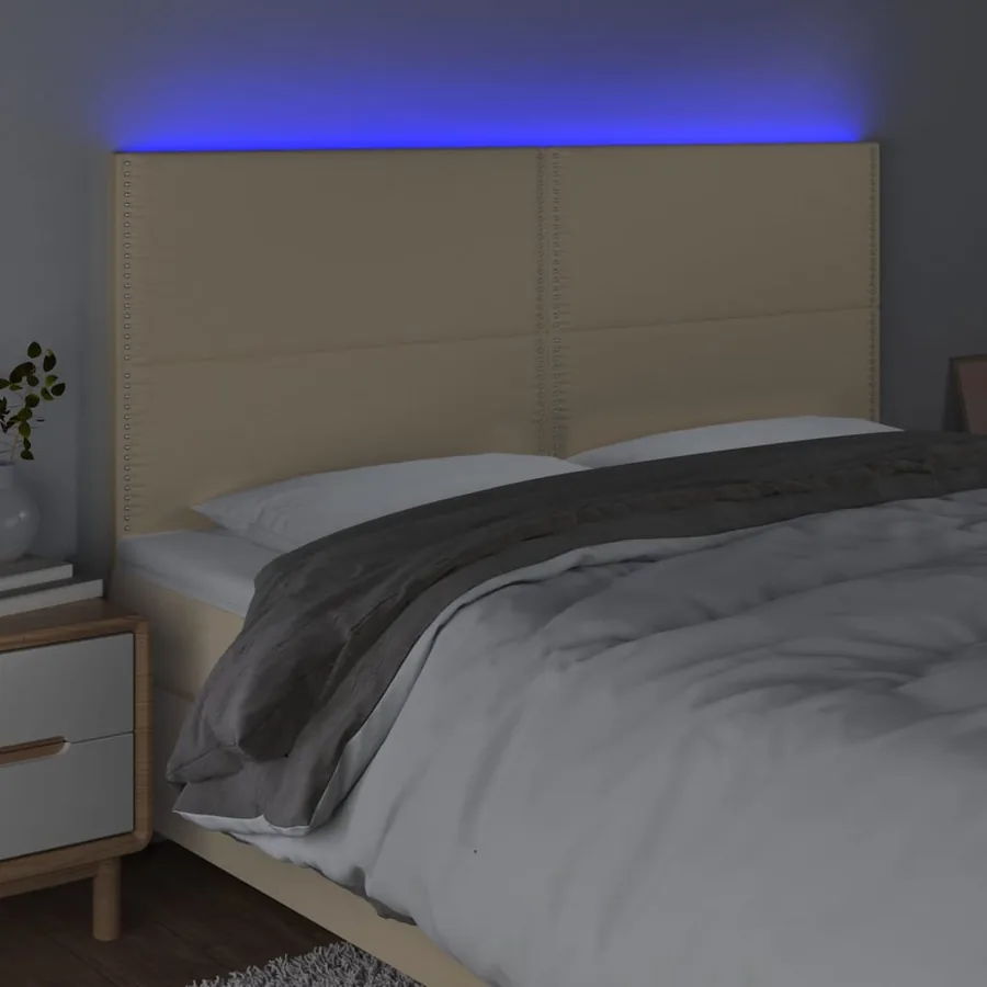 Tête de lit à LED Crème 180x5x118/128 cm Tissu - 3