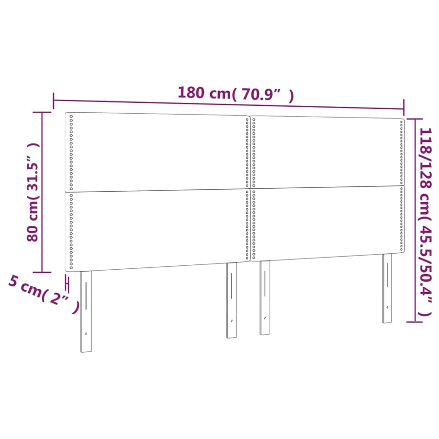 Tête de lit à LED Crème 180x5x118/128 cm Tissu - 6