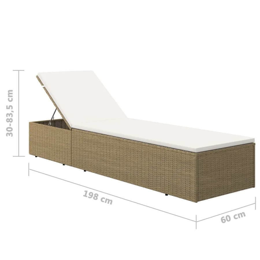 Chaise longue Résine tressée Marron et blanc crème - 10