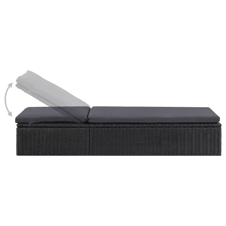 Chaise longue Résine tressée Marron et blanc crème - 13