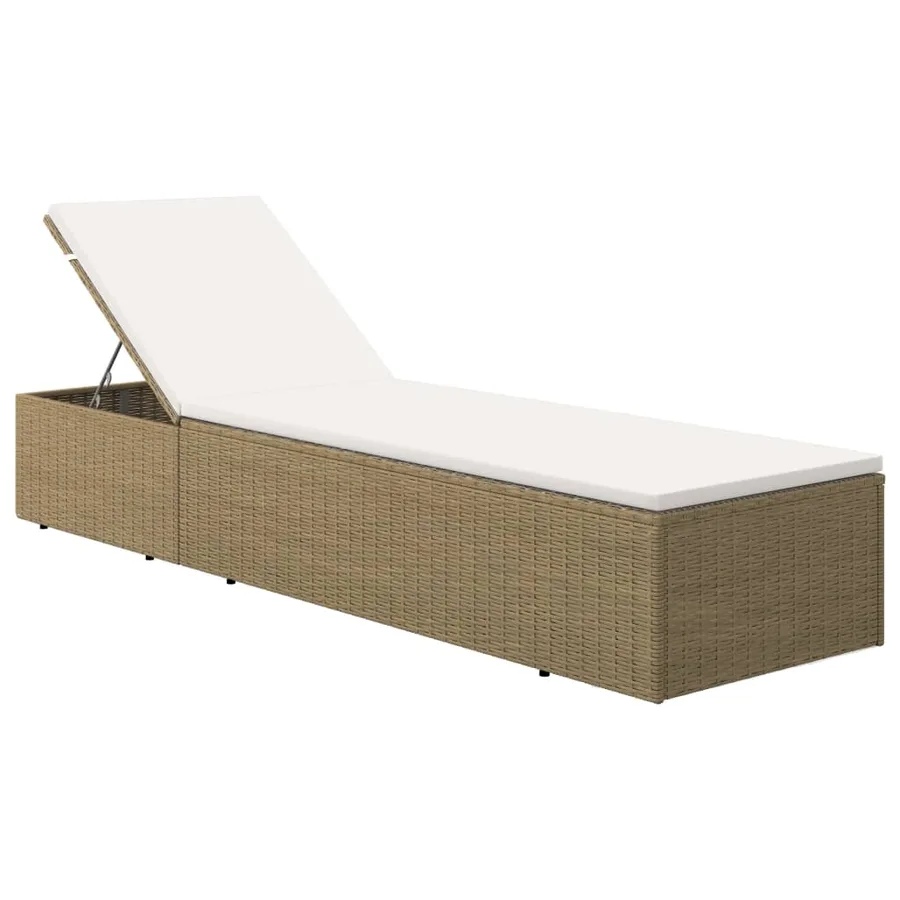 Chaise longue Résine tressée Marron et blanc crème - 2