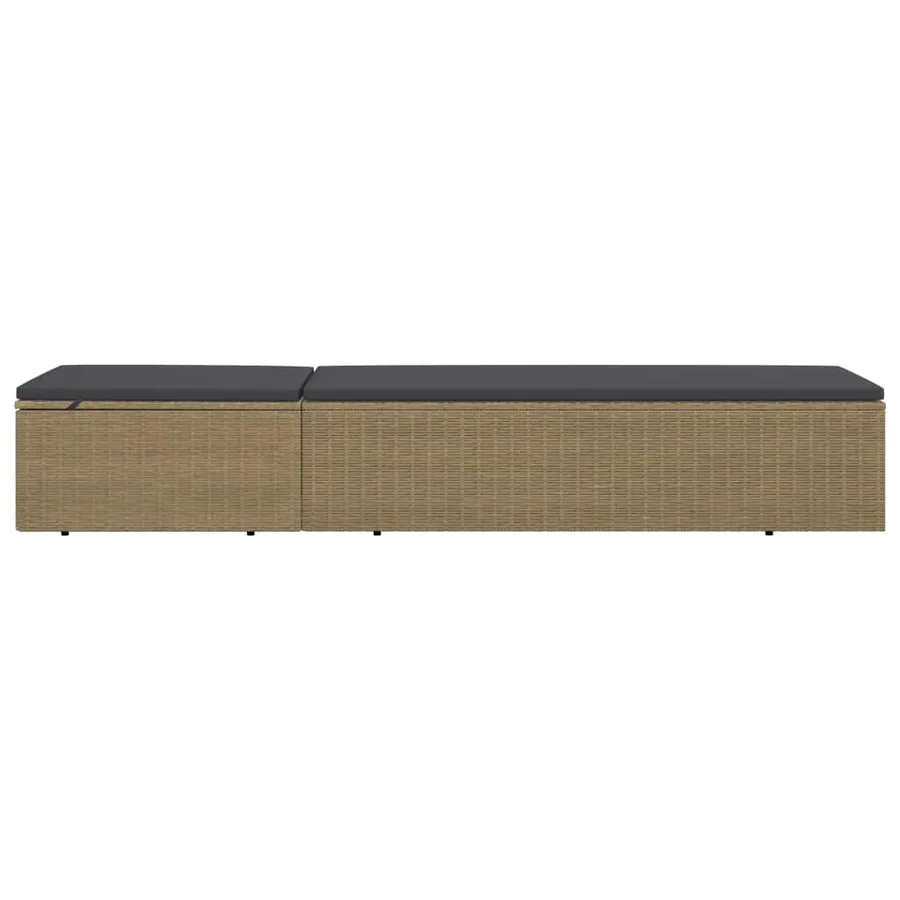 Chaise longue Résine tressée Marron et blanc crème - 21