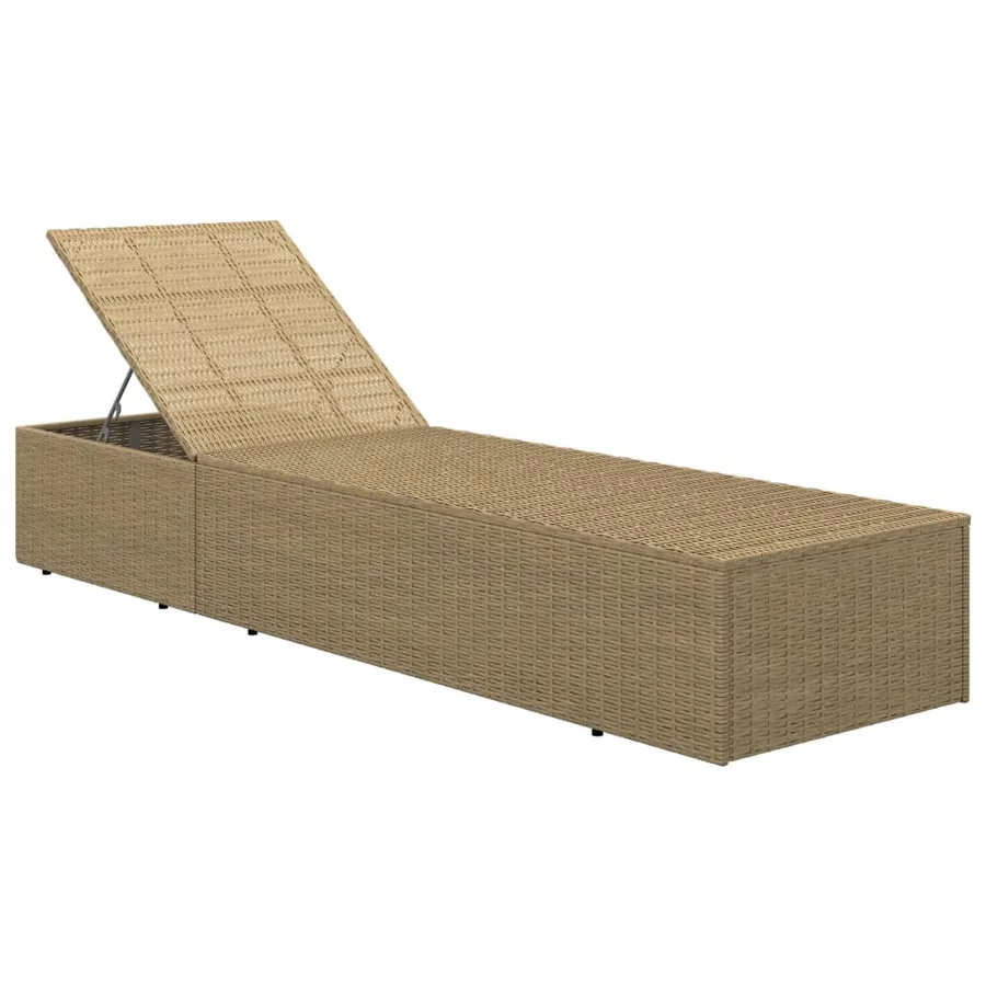Chaise longue Résine tressée Marron et blanc crème - 23