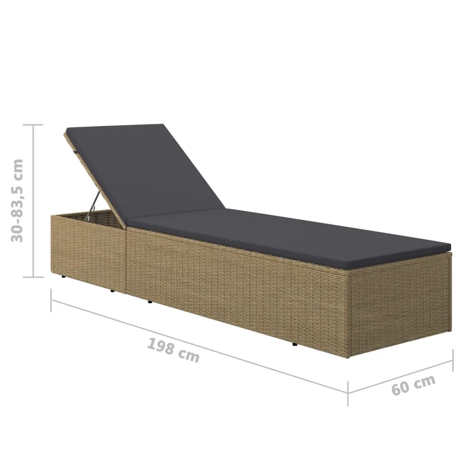 Chaise longue Résine tressée Marron et blanc crème - 26