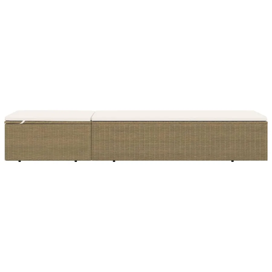 Chaise longue Résine tressée Marron et blanc crème - 3