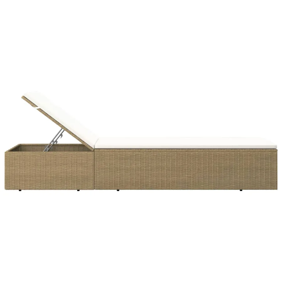 Chaise longue Résine tressée Marron et blanc crème - 4