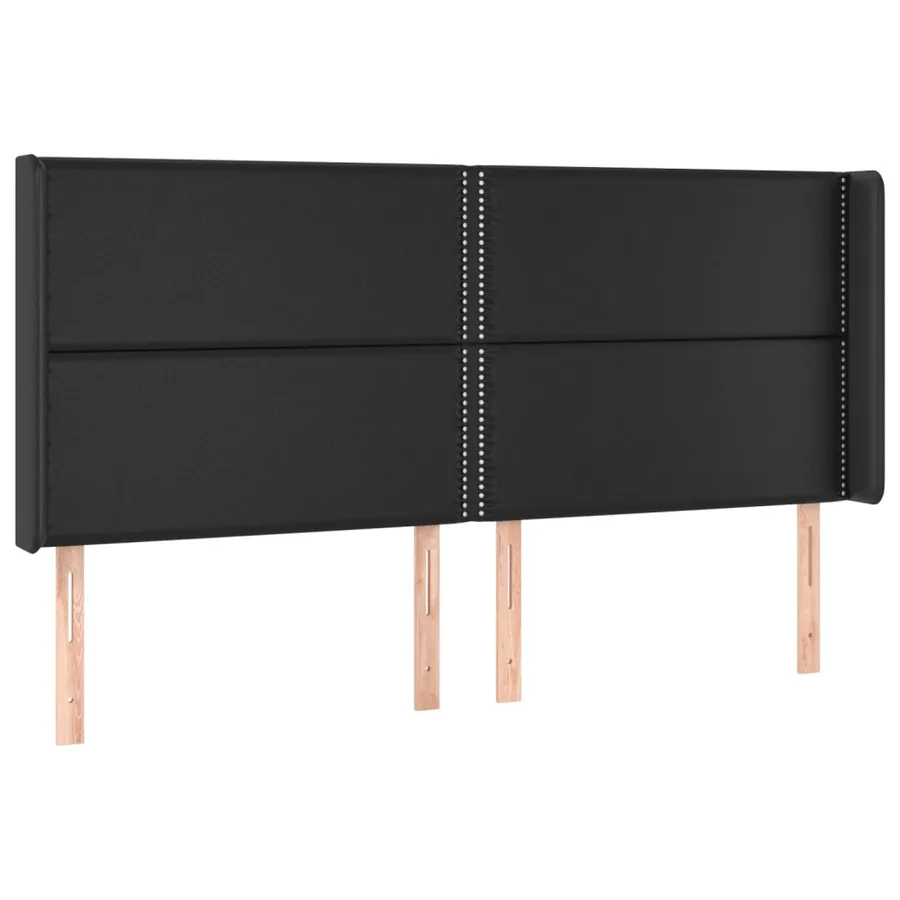 Tête de lit avec oreilles Noir 183x16x118/128 cm Similicuir - 2