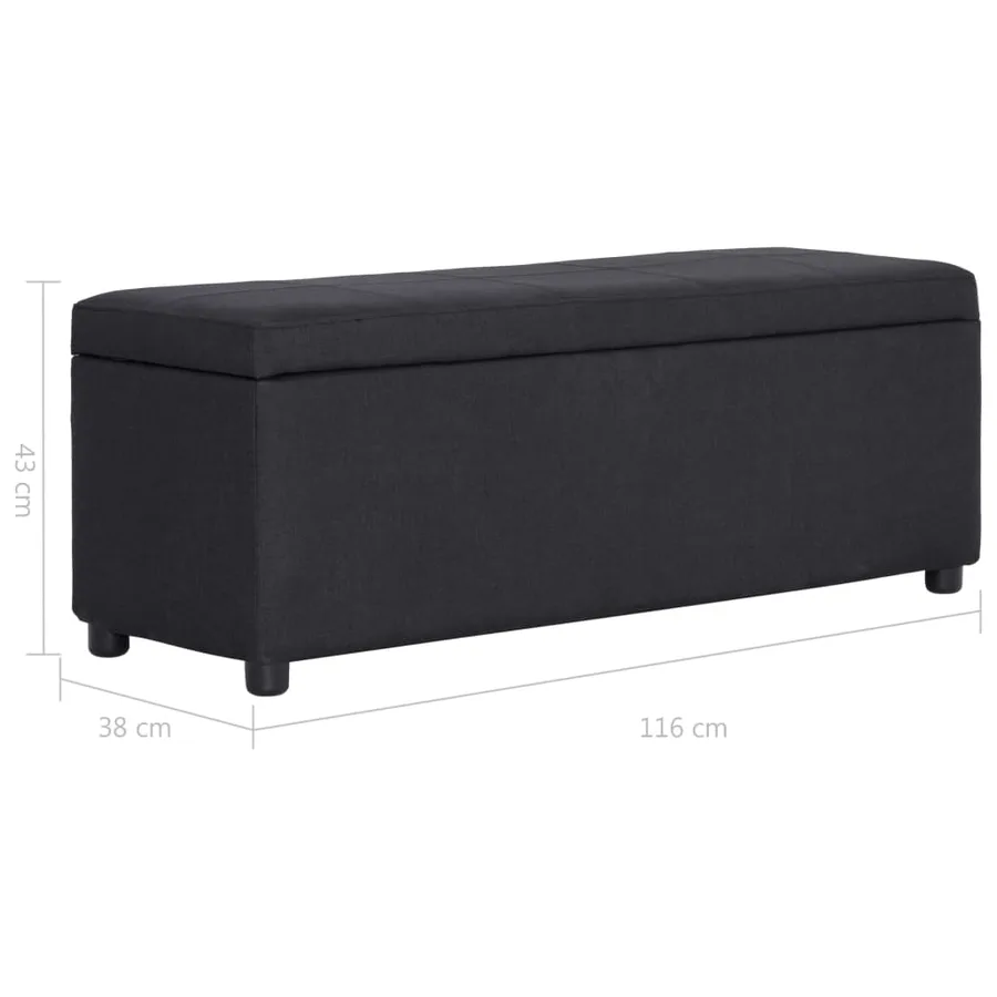 Banc avec compartiment de rangement 116 cm Noir Polyester - 8