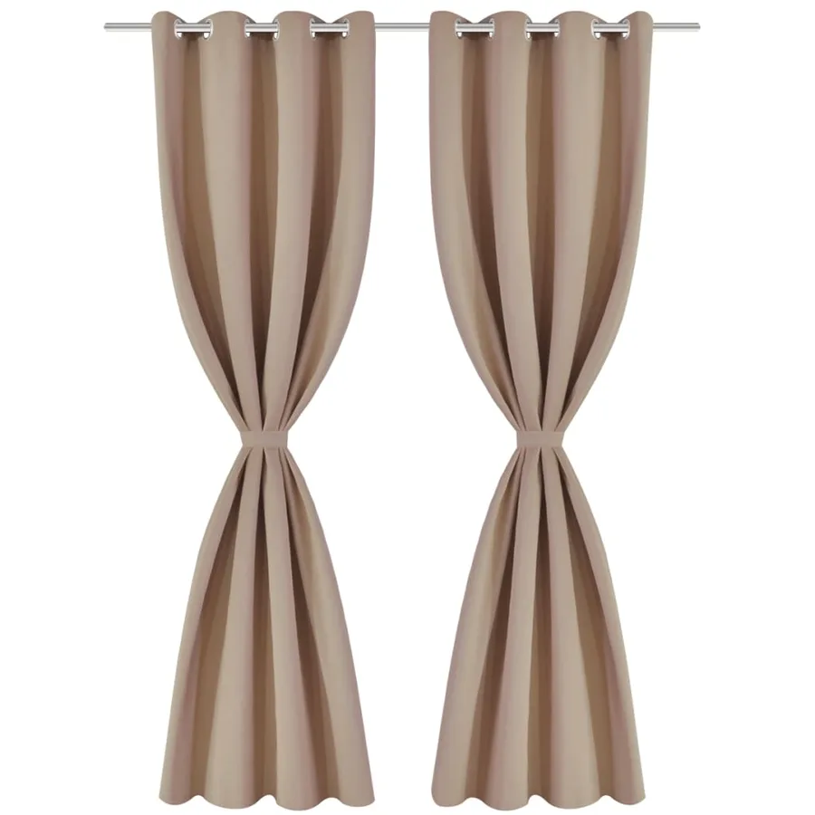 Rideau occultant 2 pcs avec œillets métalliques 135x175cm Crème - 2