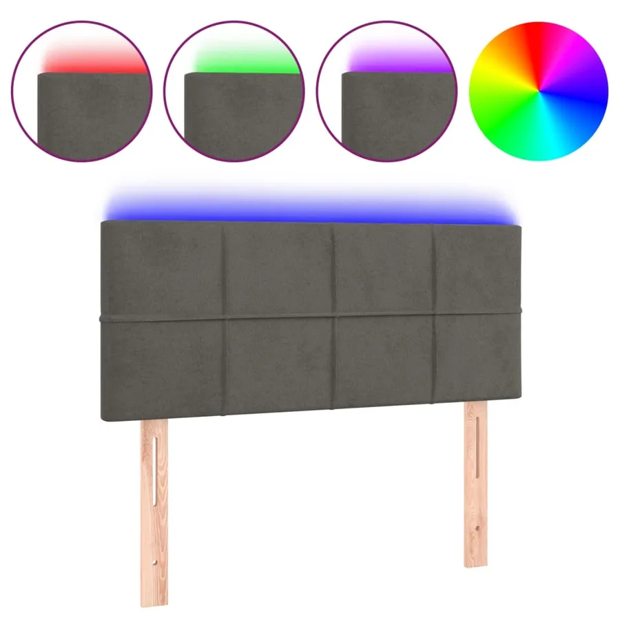 Tête de lit à LED Gris foncé 80x5x78/88 cm Velours - 2