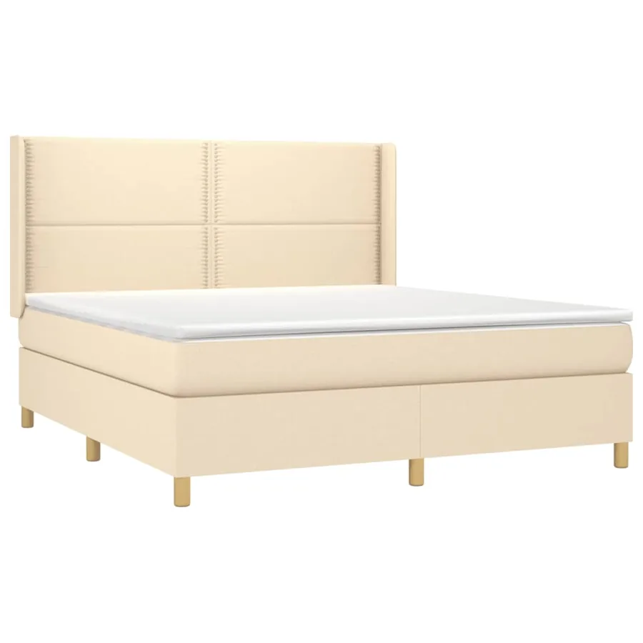 Sommier à lattes de lit matelas et LED Crème 180x200 cm Tissu - 4