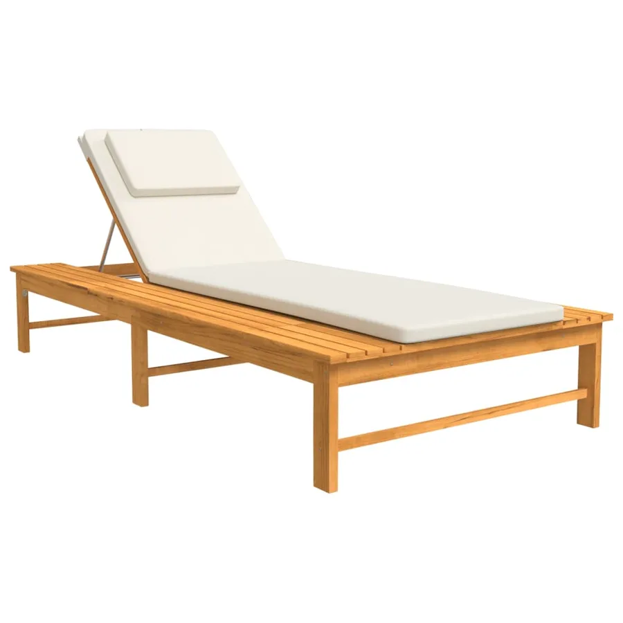 Chaise longue et coussin/oreiller gris foncé bois massif acacia - 12