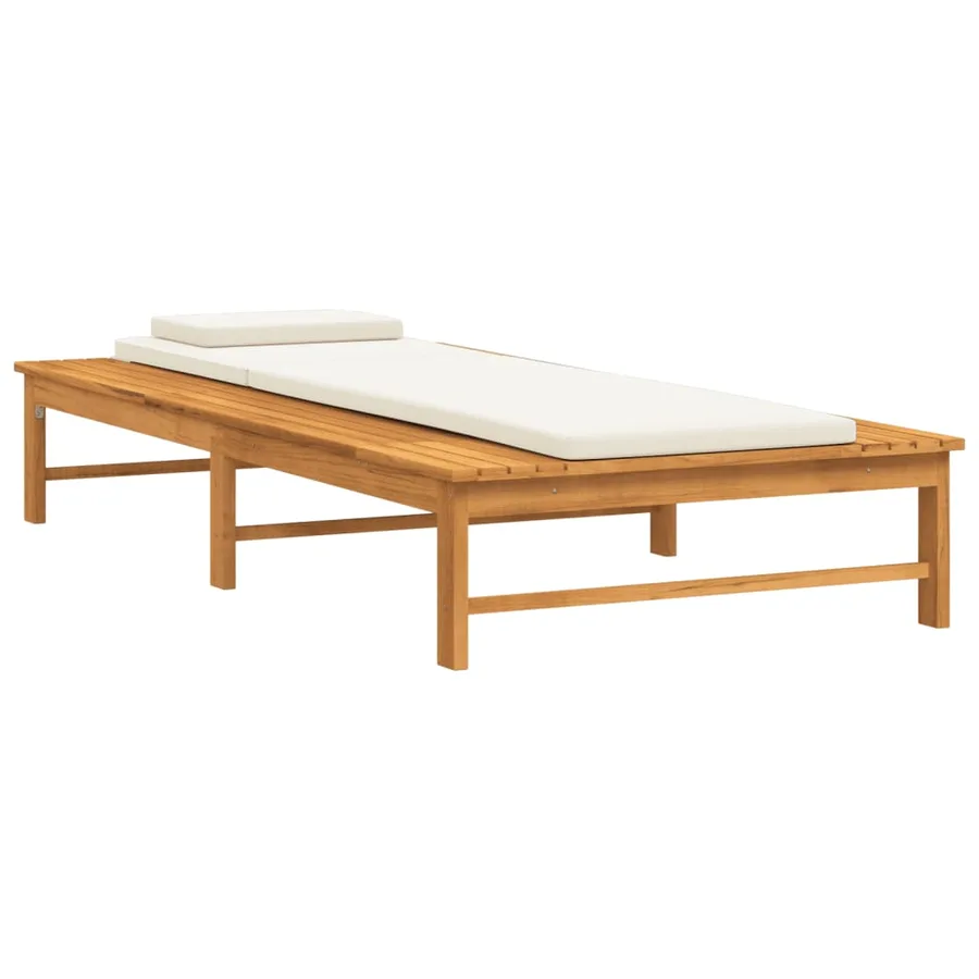Chaise longue et coussin/oreiller gris foncé bois massif acacia - 14