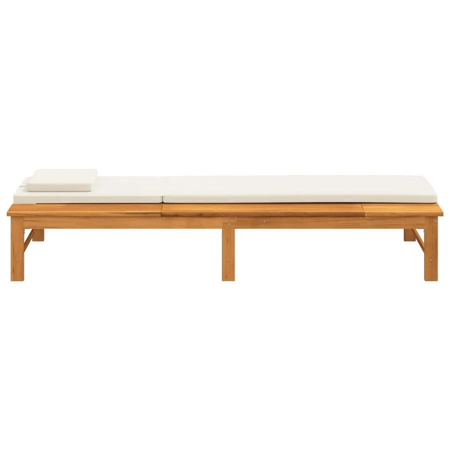 Chaise longue et coussin/oreiller gris foncé bois massif acacia - 16