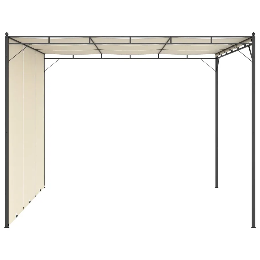 Belvédère de jardin avec rideau latéral 3x3x2,25 m Crème - 3