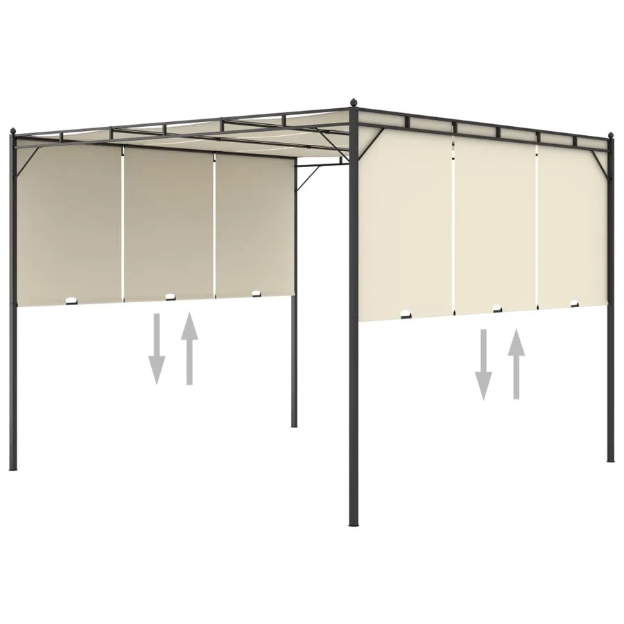Belvédère de jardin avec rideau latéral 3x3x2,25 m Crème - 5