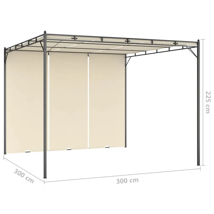 Belvédère de jardin avec rideau latéral 3x3x2,25 m Crème - 8