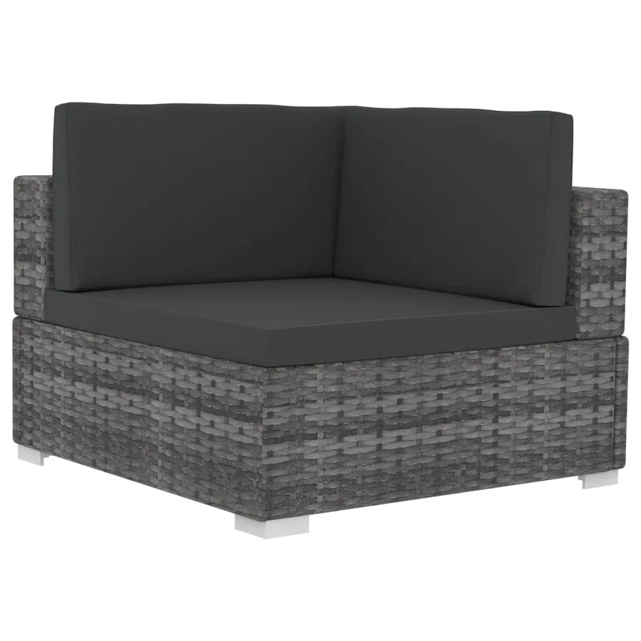 Chaises d'angles lot de 2 avec coussins Résine tressée Gris - 4