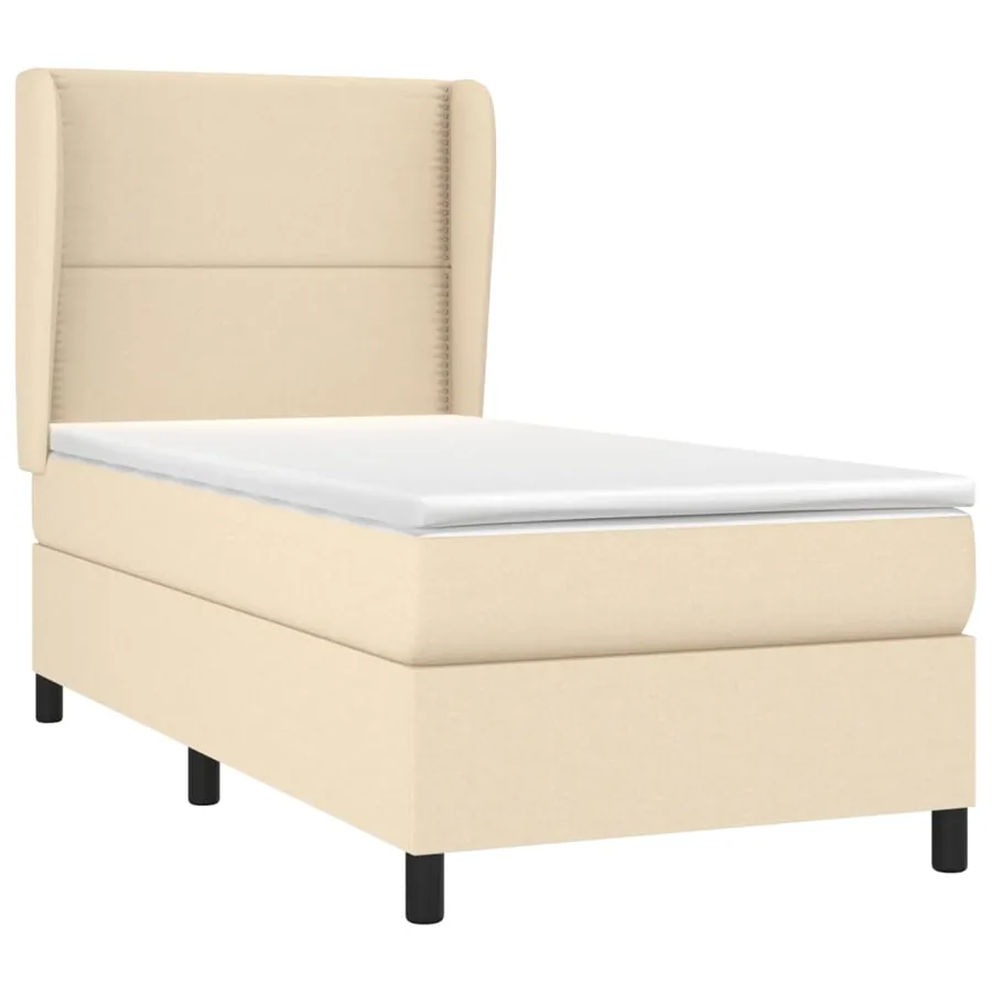 Sommier à lattes de lit et matelas Crème 90x190 cm Tissu - 3
