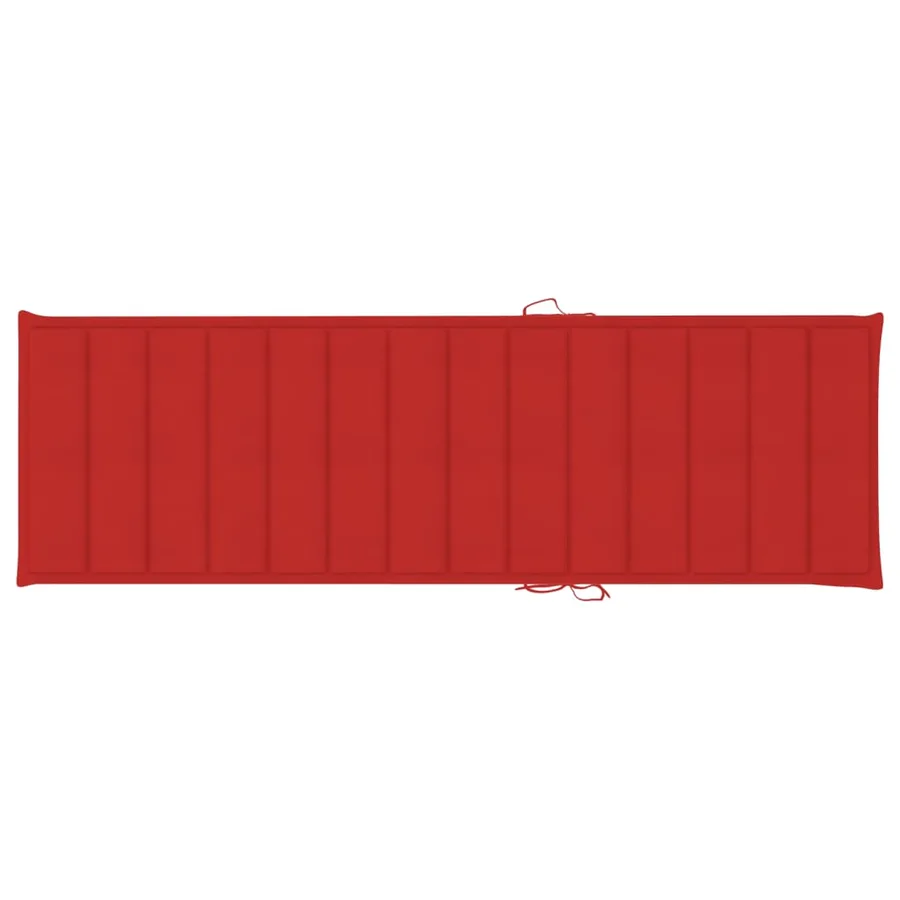 Chaise longue avec coussin rouge Bois de pin imprégné - 5