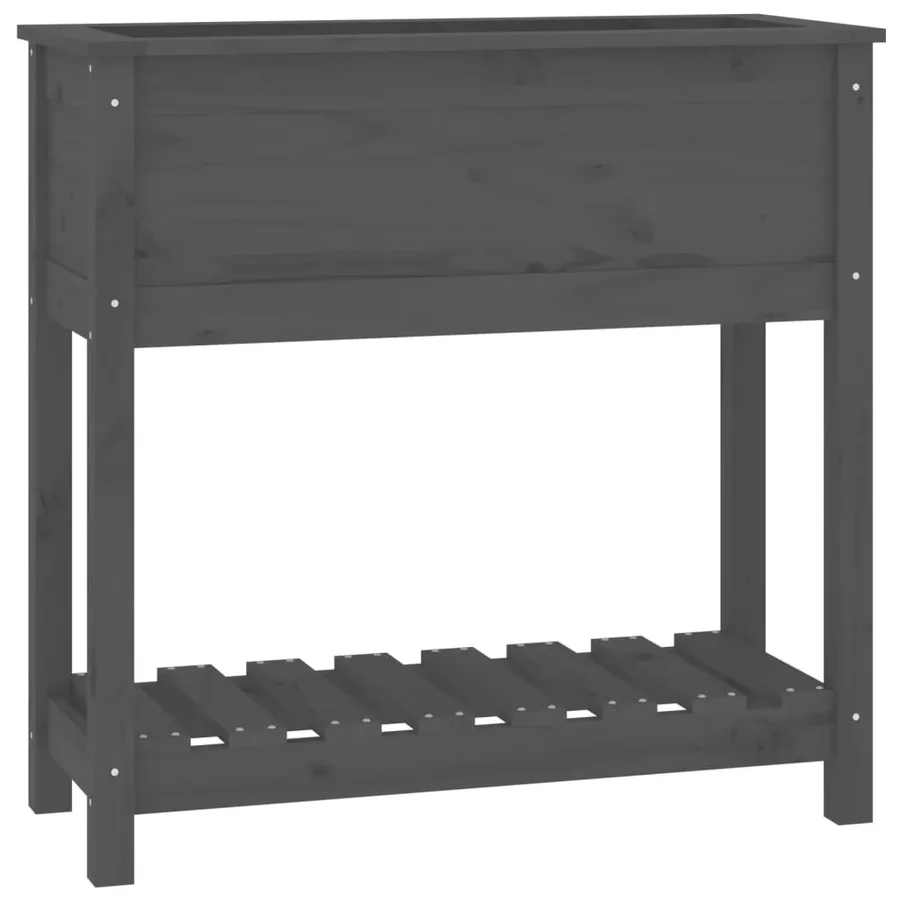 Jardinière avec étagère Gris 82,5x34,5x81 cm Bois massif de pin - 2