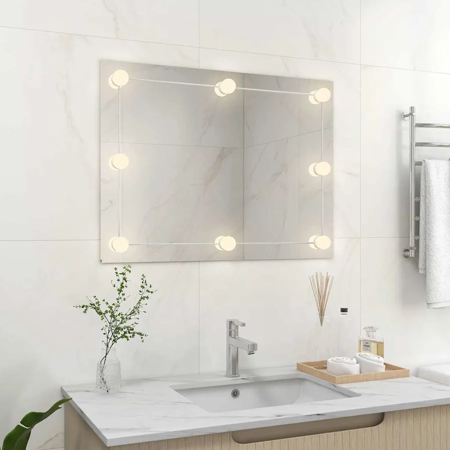 Miroir mural sans cadre avec lampes LED Rectangulaire Verre - 3