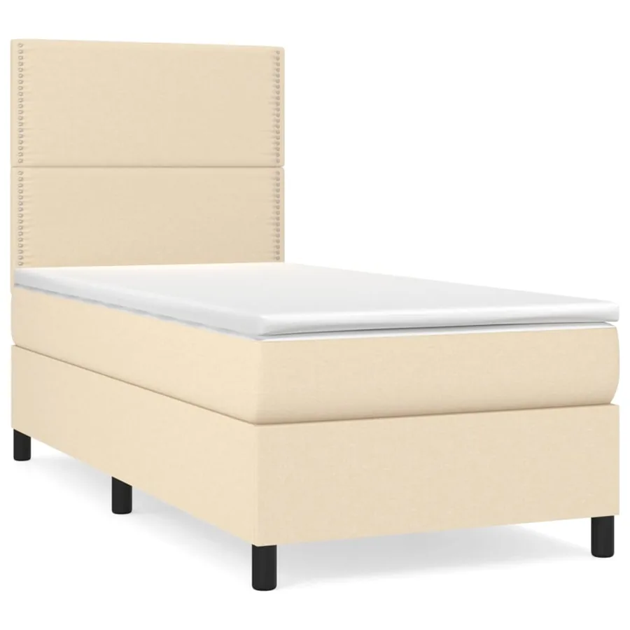 Sommier à lattes de lit avec matelas Crème 90x200 cm Tissu - 2