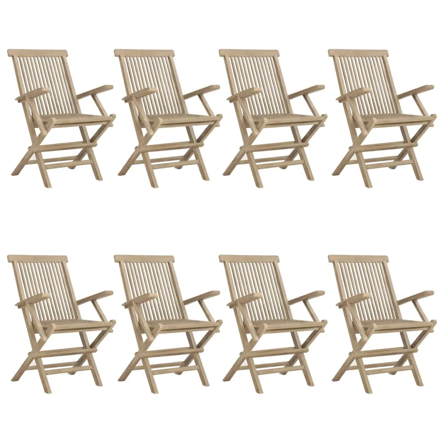 Chaises de jardin pliantes lot de 8 gris 56x61x89 cm bois teck - 2