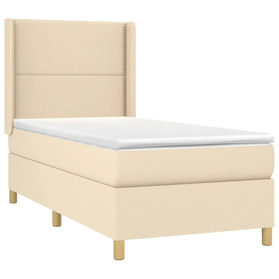 Sommier à lattes de lit matelas et LED Crème 90x190 cm Tissu - 4