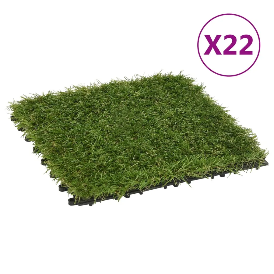 Carreaux de gazon artificiel 22 pcs Vert 30x30 cm
