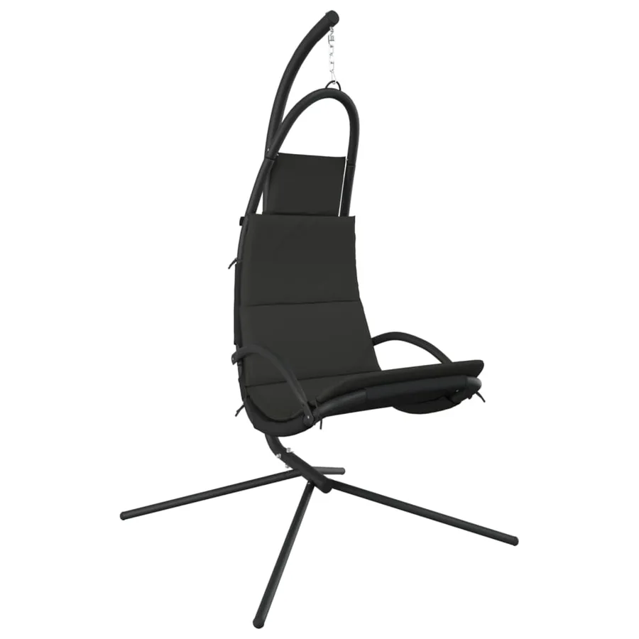 Chaise balançoire jardin coussin gris foncé tissu Oxford/acier - 2