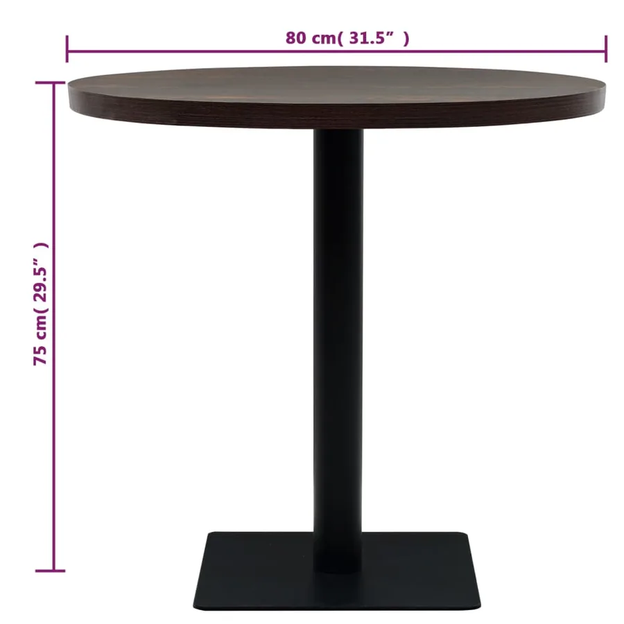 Table de bistro MDF et acier Rond 80 x 75 cm Frêne foncé - 6