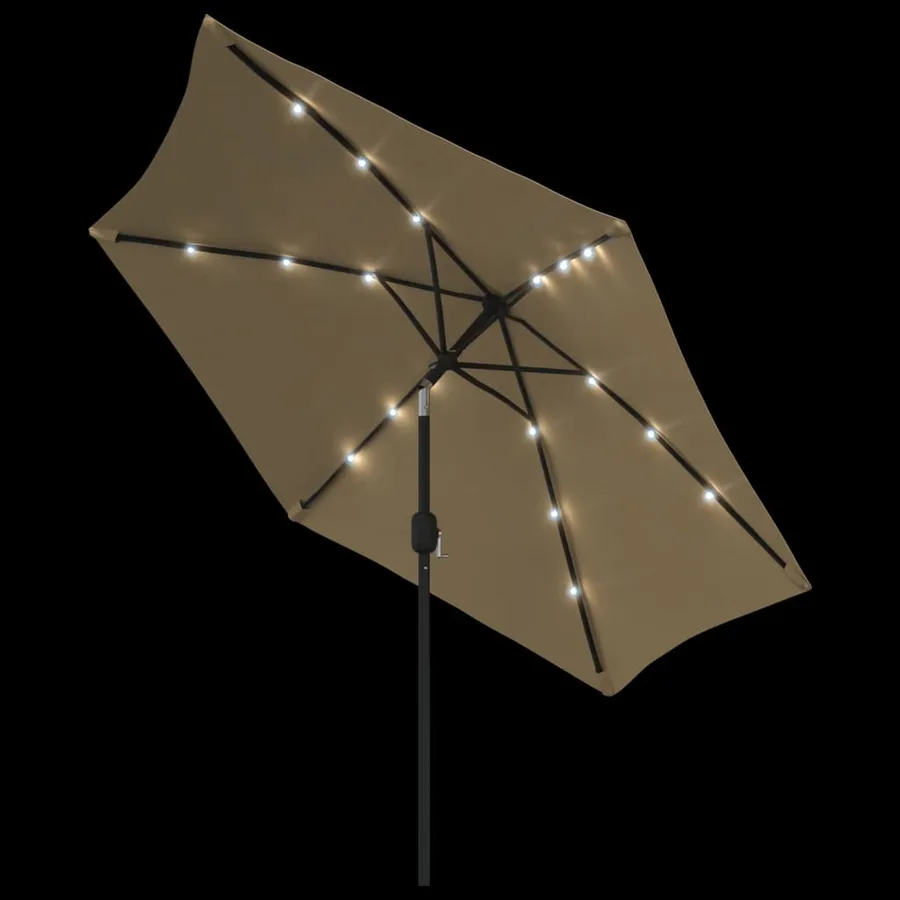 Parasol d'extérieur avec LED et mât en acier 300 cm Taupe - 4