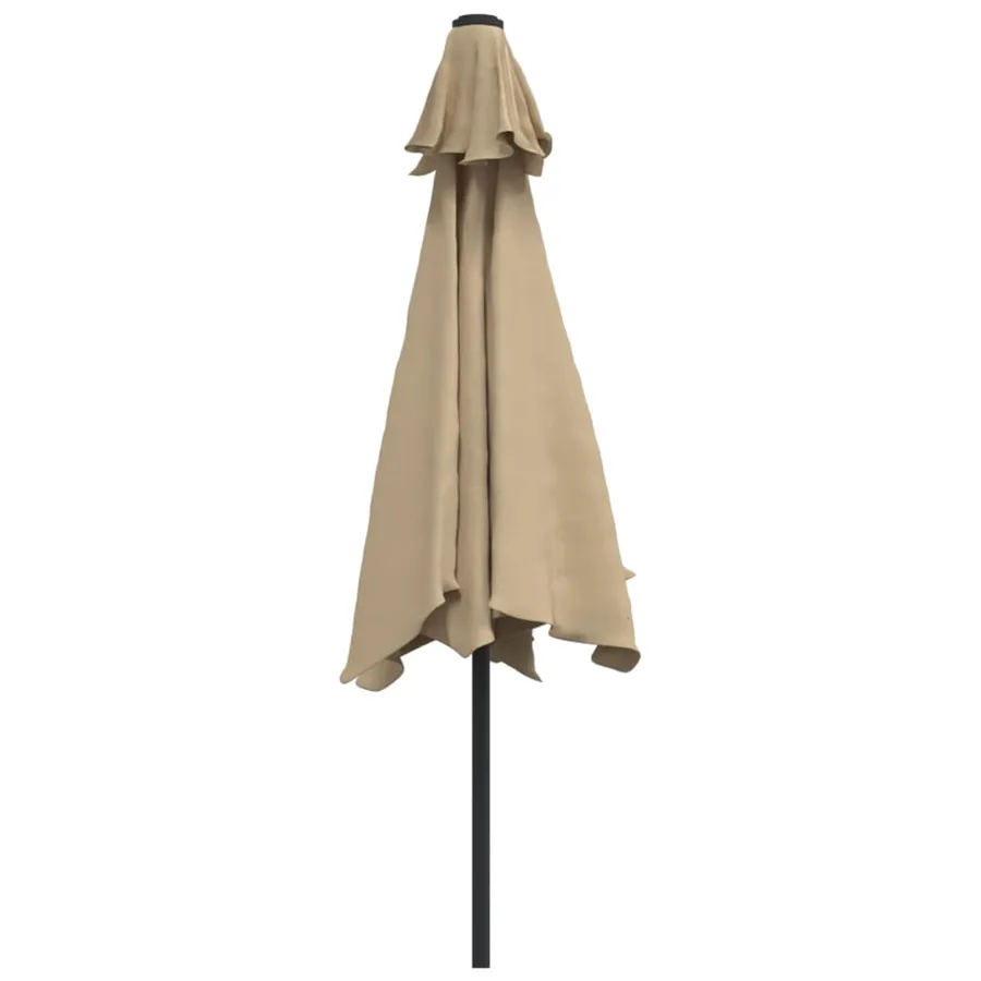 Parasol d'extérieur avec LED et mât en acier 300 cm Taupe - 5